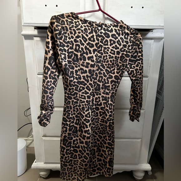 Zara Leopard Print Suede Mini Dress - Picture 2 of 2